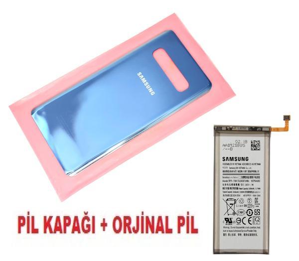 Samsung Galaxy S10 Arka Pil Batarya Kapağı + PİL (CAM) MAVİ - Image 1