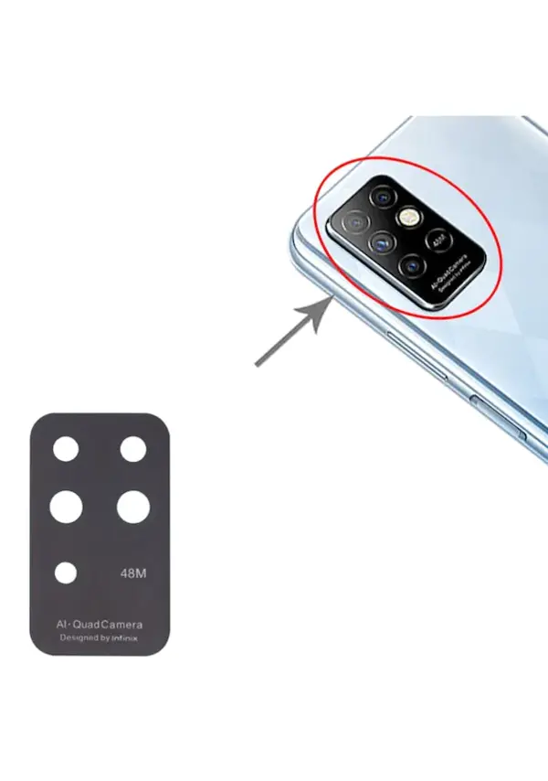 Tkgz Infinix HOTE 8İ Arka Kamera Camı Lens Yapışkanlı - Image 1