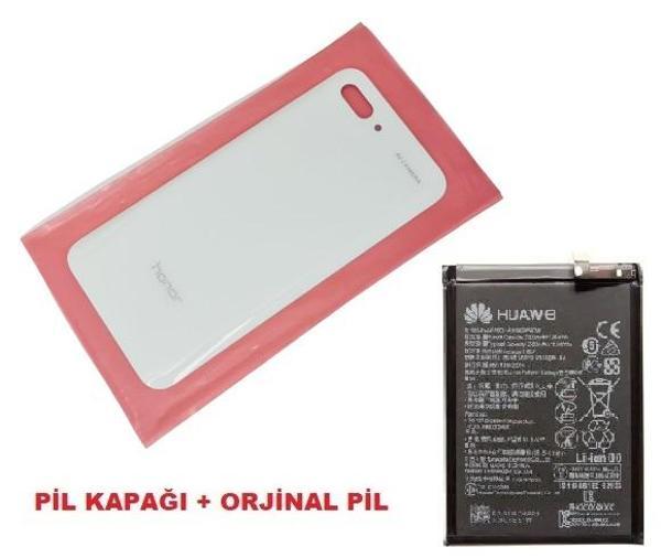 Tkgz Honor 10 Arka Pil Batarya Kapağı + PİL (CAM) BEYAZ - Image 1