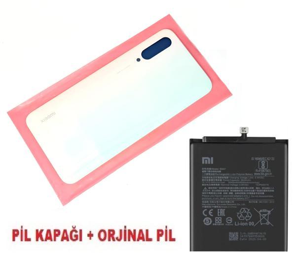 Tkgz Xiaomi Mi 9 LİTE Arka Kapak Batarya Pil Kapağı + PİL (CAM) BEYAZ - Image 1