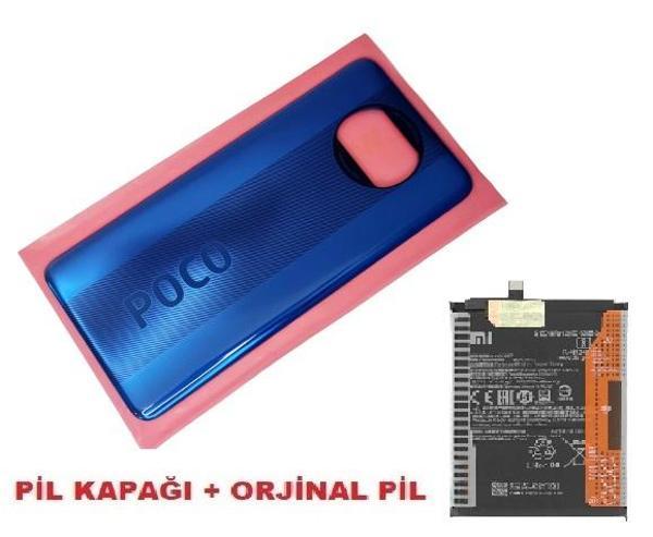 Xiaomi POCO X3 / Poco X3 NFC Arka Kapak Batarya Pil Kapağı + PİL (CAM) MAVİ - Image 1