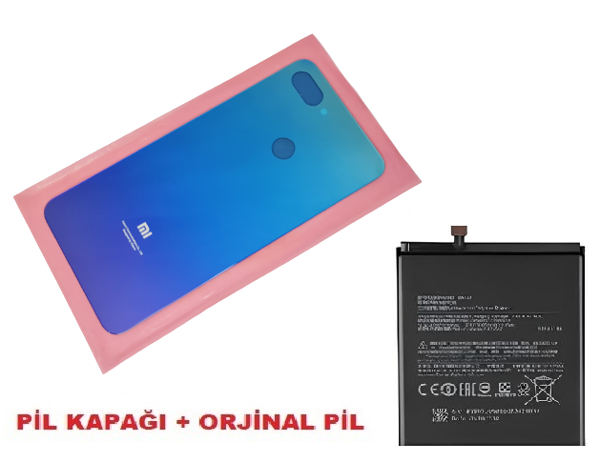 Tkgz Xiaomi Mi 8 Lite Arka Kapak Batarya Pil Kapağı + PİL (CAM) MAVİ - Image 1