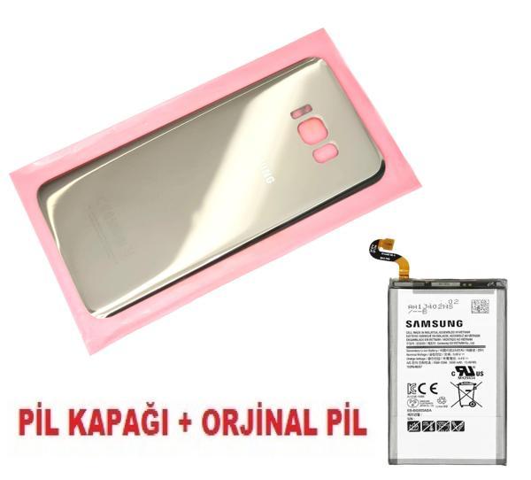 Samsung Galaxy S8 PLUS Arka Pil Batarya Kapağı + PİL (CAM) GOLD - Image 1