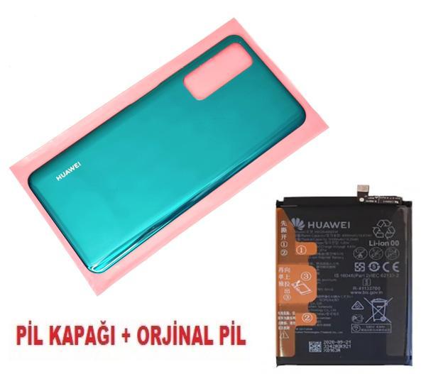 Tkgz Huawei Uyumlu P Smart 2021 Arka Pil Batarya Kapağı + PİL YEŞİL - Image 1