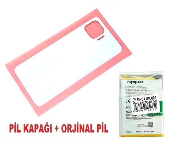 Tkgz Oppo Reno 4 Lite Arka Kapak Batarya Pil Kapağı + PİL BEYAZ - Image 1