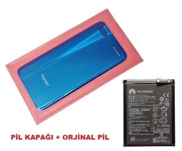 Tkgz Honor 10 Arka Pil Batarya Kapağı + PİL (CAM) MAVİ - Image 1