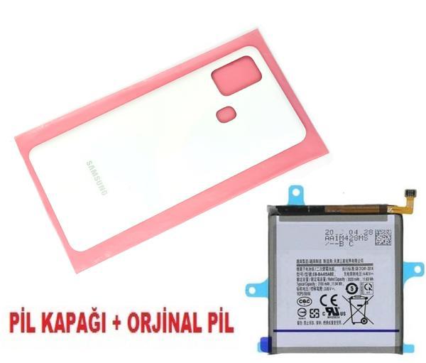 Tkgz Samsung Galaxy A21S A217 Arka Pil Batarya Kapağı + PİL BEYAZ - Image 1