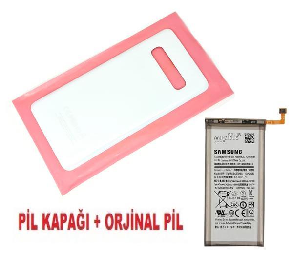 Tkgz Samsung Galaxy S10 Arka Pil Batarya Kapağı + PİL (CAM) BEYAZ - Image 1