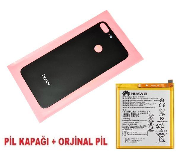 Tkgz Honor 9 Lite Arka Pil Batarya Kapağı + PİL (CAM) SİYAH - Image 1