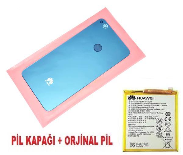Tkgz Huawei Uyumlu P9 Lite 2017 Arka Pil Batarya Kapağı + PİL (CAM) MAVİ - Image 1