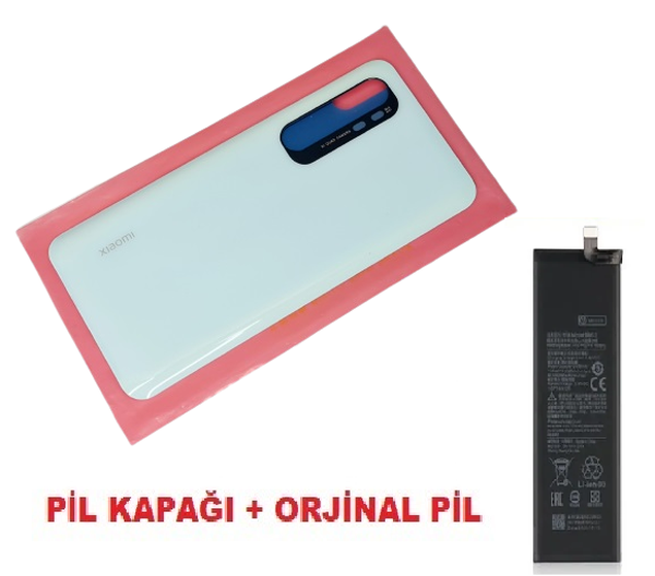 Tkgz Xiaomi Mi Note 10 Lite Arka Kapak Batarya Pil Kapağı + PİL (CAM) BEYAZ - Image 1