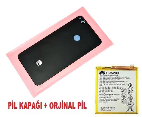 Tkgz Huawei Uyumlu P9 Lite 2017 Arka Pil Batarya Kapağı + PİL (CAM) SİYAH - Image 1