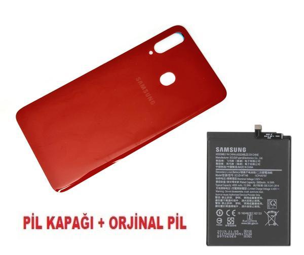 Tkgz Samsung Galaxy A20S A207 Arka Pil Batarya Kapağı + PİL KIRMIZI - Image 1