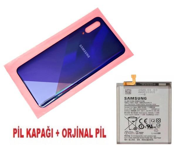 Tkgz Samsung Galaxy A30S A307 Arka Pil Batarya Kapağı + PİL MAVİ - Image 1
