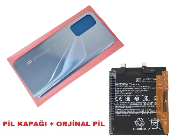 Tkgz Xiaomi Mi 10T Mİ 10T Pro Arka Pil Batarya Kapağı + PİL (CAM) MAVİ - Image 1