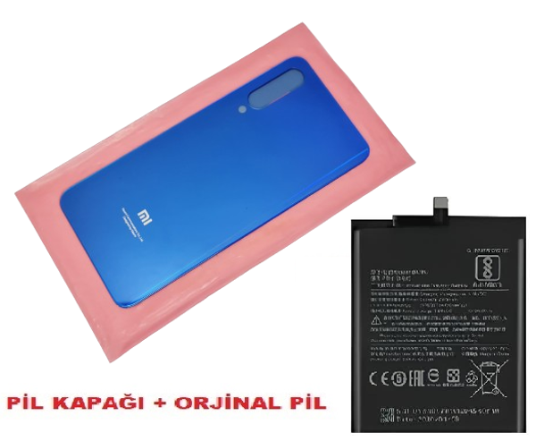 Tkgz Xiaomi Mİ 9SE Arka Pil Batarya Kapağı + PİL (CAM) MAVİ - Image 1
