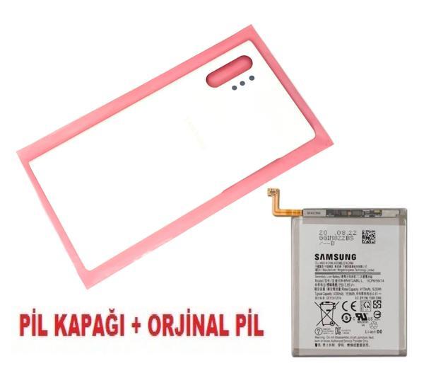 Tkgz Samsung Galaxy NOTE 10 PLUS Arka Pil Batarya Kapağı + PİL (CAM) BEYAZ - Image 1