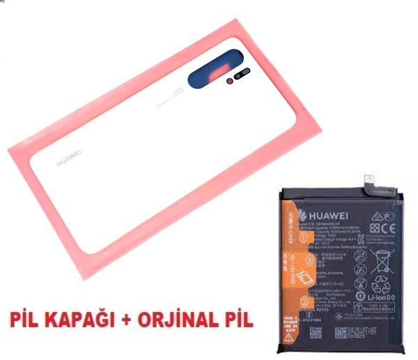 Tkgz Huawei Uyumlu P30 PRO Arka Kapak Batarya Pil Kapağı + PİL (CAM) BEYAZ - Image 1