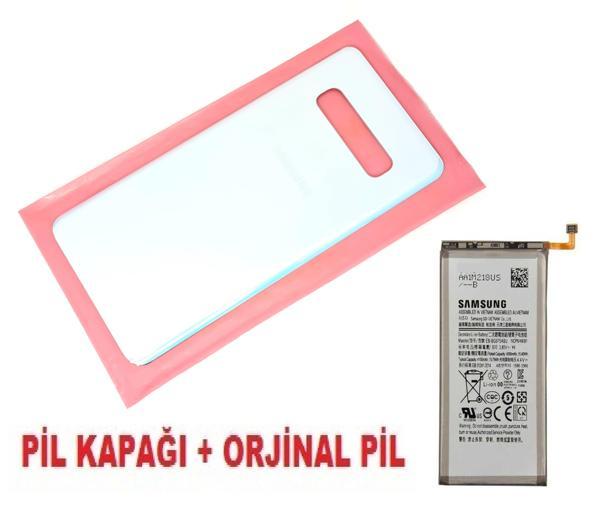 Tkgz Samsung Galaxy S10 PLUS Arka Pil Batarya Kapağı + PİL (CAM) BEYAZ - Image 1