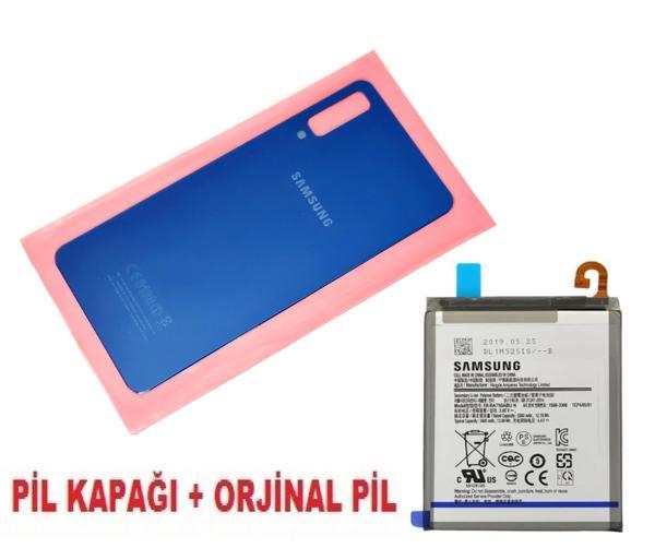 Samsung Galaxy A7 A750 Arka Pil Batarya Kapağı + PİL (CAM) MAVİ - Image 1