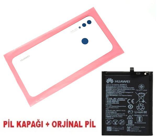Tkgz Huawei Uyumlu Nova 3i Arka Pil Batarya Kapağı + PİL (CAM) BEYAZ - Image 1