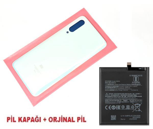 Tkgz Xiaomi Mi 9 Arka Kapak Batarya Pil Kapağı + PİL (CAM) BEYAZ - Image 1