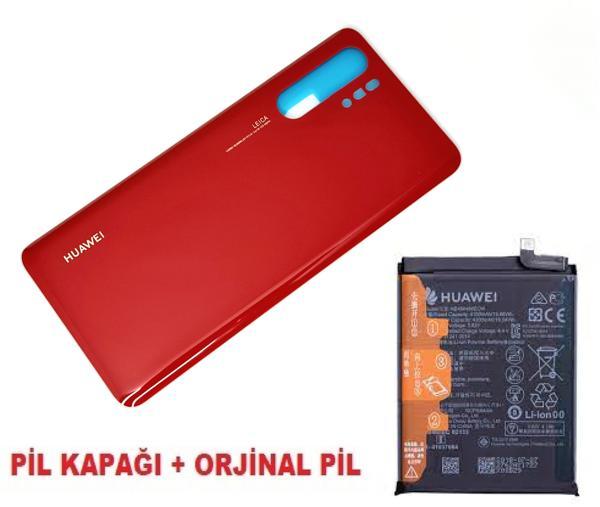 Tkgz Huawei Uyumlu P30 PRO Arka Kapak Batarya Pil Kapağı + PİL (CAM) KIRMIZI - Image 1