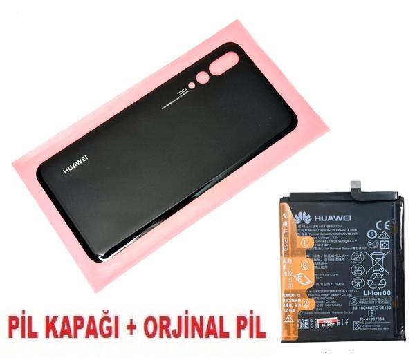 Tkgz Huawei Uyumlu P20 PRO Arka Pil Batarya Kapağı + PİL (CAM) SİYAH - Image 1