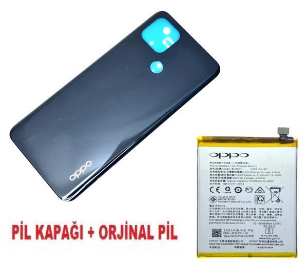 Tkgz Oppo A15 A15S Arka Kapak Batarya Pil Kapağı + PİL SİYAH - Image 1