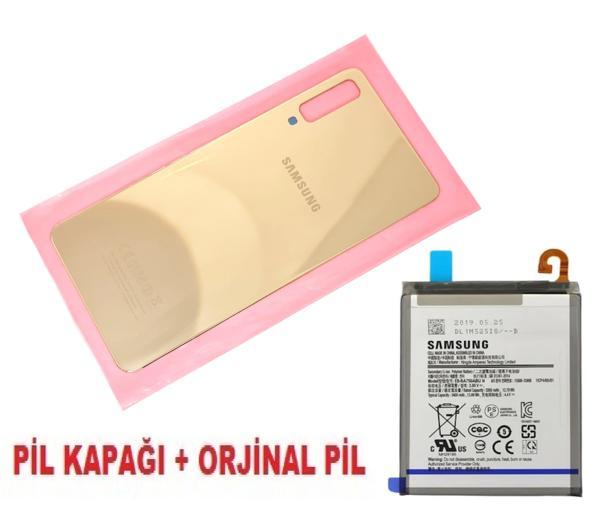 Tkgz Samsung Galaxy A7 A750 Arka Pil Batarya Kapağı + PİL (CAM) GOLD - Image 1