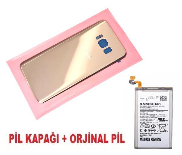 Tkgz Samsung Galaxy S8 Arka Pil Batarya Kapağı + PİL (CAM) GOLD - Image 1
