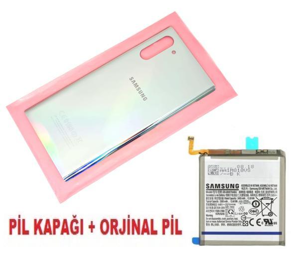 Tkgz Samsung Galaxy NOTE 10 Arka Pil Batarya Kapağı + PİL (CAM) GRİ - Image 1
