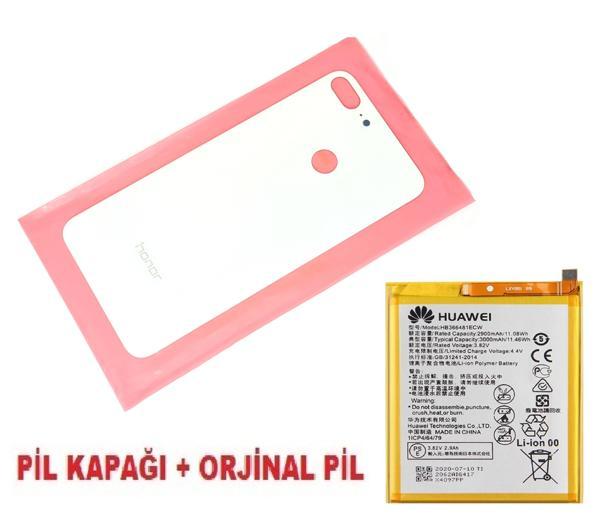 Tkgz Honor 9 Lite Arka Pil Batarya Kapağı + PİL (CAM) BEYAZ - Image 1