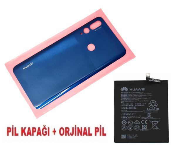 Tkgz Huawei Uyumlu Y9 Prime 2019 Arka Pil Batarya Kapağı + PİL MAVİ - Image 1