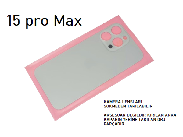 iPhone 15 PRO MAX Arka Pil Batarya Kapağı (CAM) GRİ - Image 1