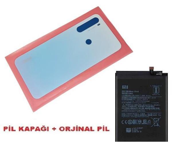 Tkgz Xiaomi Redmi NOTE 8 Arka Pil Batarya Kapağı + PİL (CAM) BEYAZ - Image 1