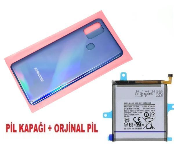 Tkgz Samsung Galaxy A21S A217 Arka Pil Batarya Kapağı + PİL MAVİ - Image 1