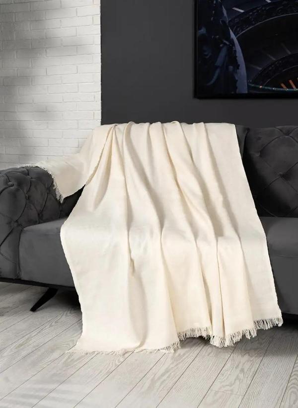 Alinda Pamuklu Maxi Boy Kolları Kapatan Kaymaz Terletmez Koltuk Örtüsü (170x300) - Naturel (Krem) - Image 1