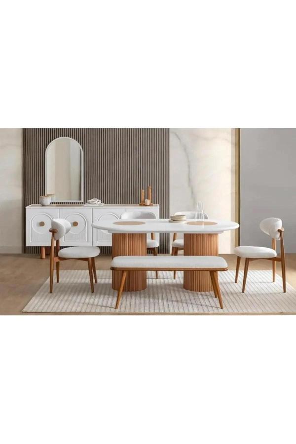 Terra 90x190 Açılır Ahşap Masa Yemek Odası Takımı, Mutfak Takımı | 6 Adet Sandalye - Image 1