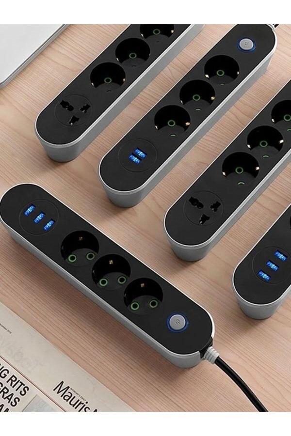 Çelikwork Ftr 2500W Termal Akım Korumalı 3’Lü Priz – 2 Usb, 1 Type-C, 2 Metre Kablo, Sigortalı Çoklayıcı, 10A - Image 1
