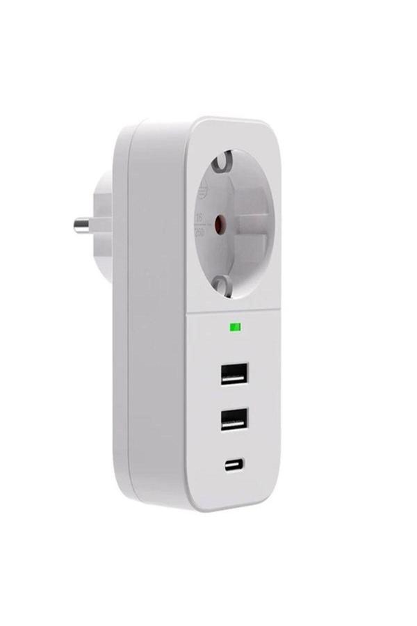 Çelikwork Ftr017 3İn1 Termal Akım Korumalı Çoklayıcı Priz 2 Usb-A 1 Pd Type-C 1 Soket 3680W - Image 1