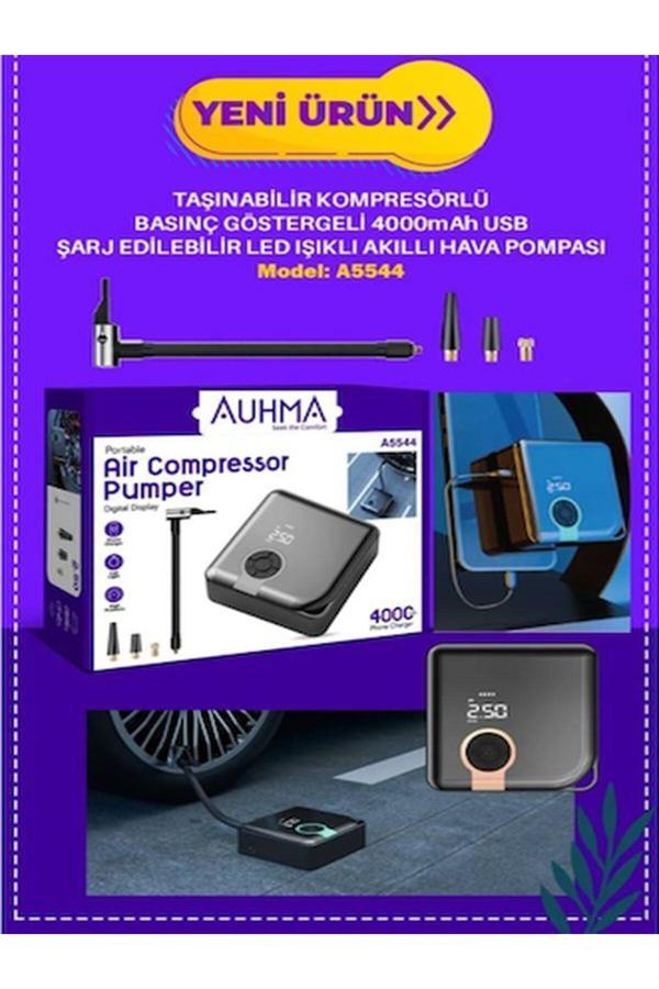 Çelikwork Kablosuz Basınç Göstergeli 4000Mah Led Işıklı Air Kompresör – Usb Powerbank Hava Pompası - Image 1