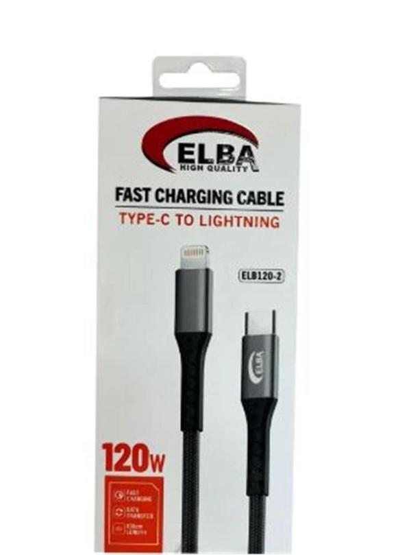 Elba Elb120-2 120w   Type-c To Lightning 1Mt Siyah Örgülü  Şarj Kablosu - Image 1