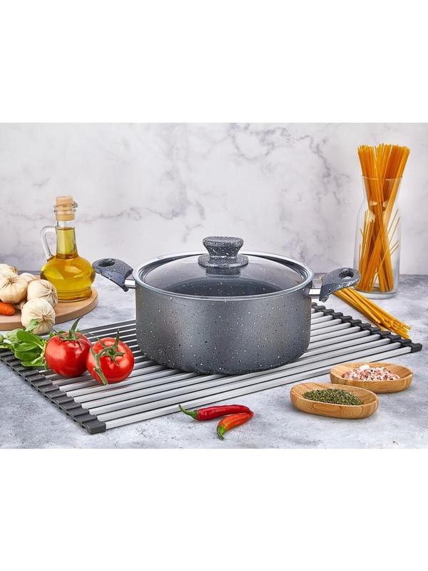 Polo Chef Fiesta Granit Gri Derin Kapaklı Tencere Yanmaz Yapışmaz 20CM - Image 1