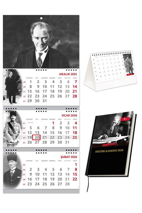 2026 Atatürk Gemici Takvimi + Atatürk Piramit Takvimi + Atatürk Ajandası Set - Image 1
