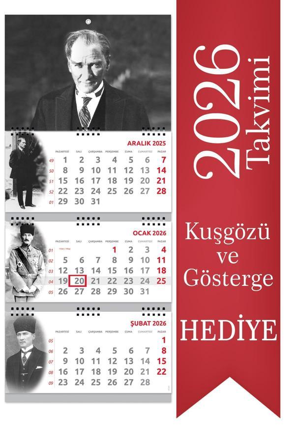 2026 Atatürk Gemici Takvimi Denizci Duvar Takvimi 33x77,5 cm  - Image 1