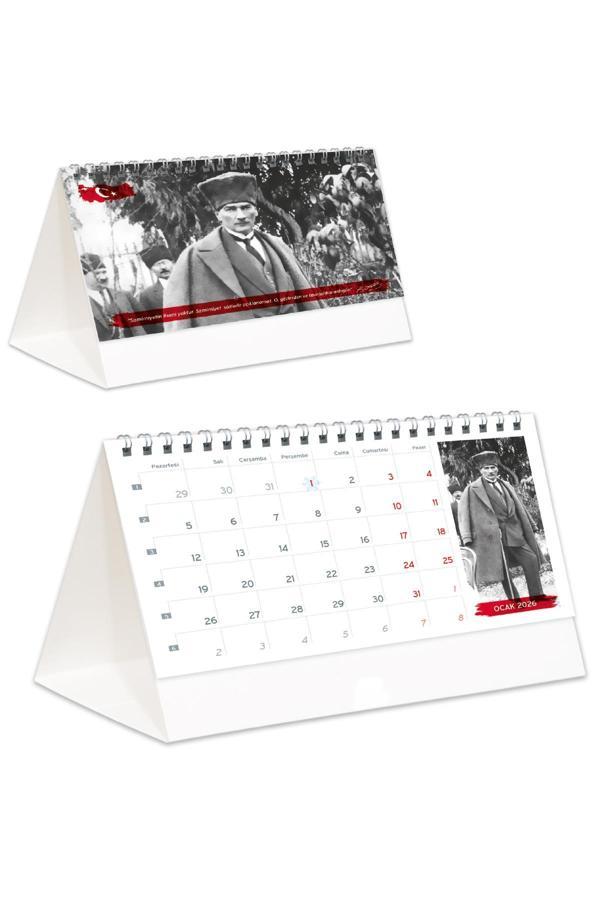 2026 Atatürk Piramit Masa Takvimi Masaüstü Takvim 21x17 cm - Image 1