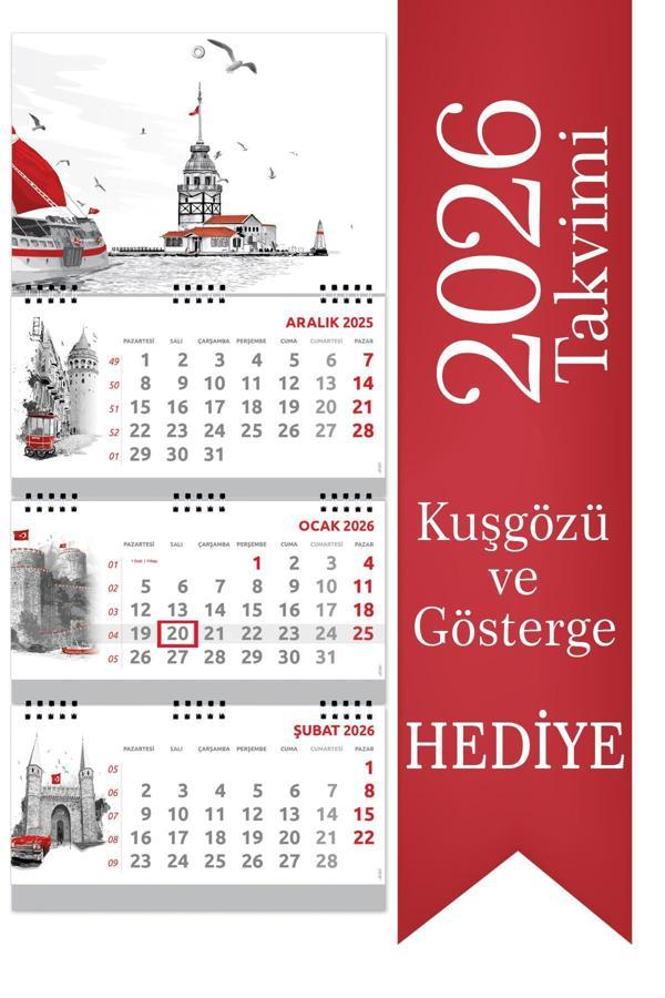 2026 Büyük Boy Gemici Takvimi Denizci Duvar Takvimi istanbul 33x77,5 cm  - Image 1