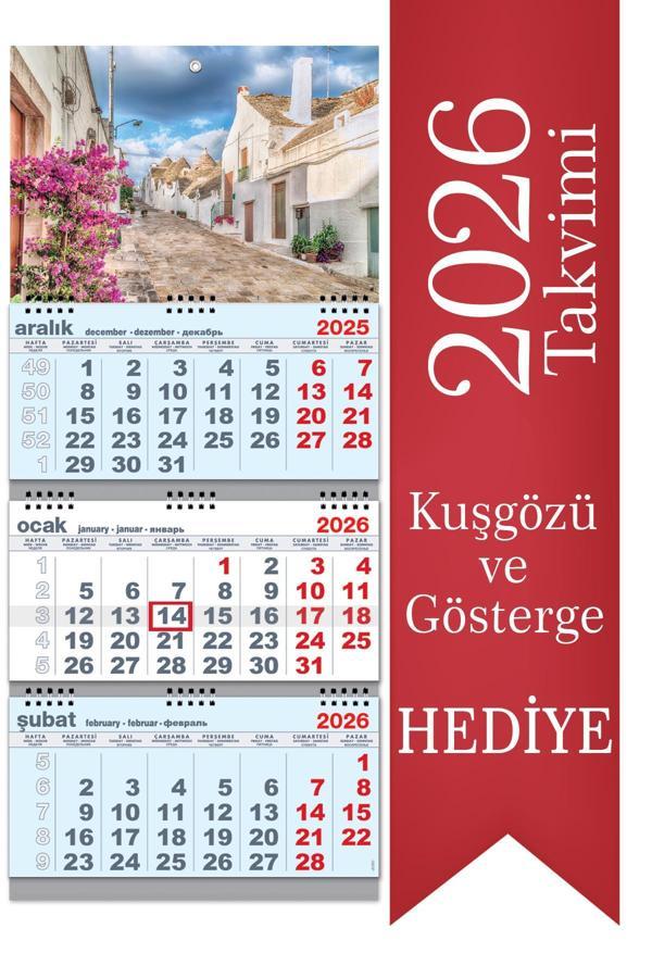 2026 Büyük Boy Gemici Takvimi Denizci Duvar Takvimi Mavi Renk 33x77,5 cm  - Image 1