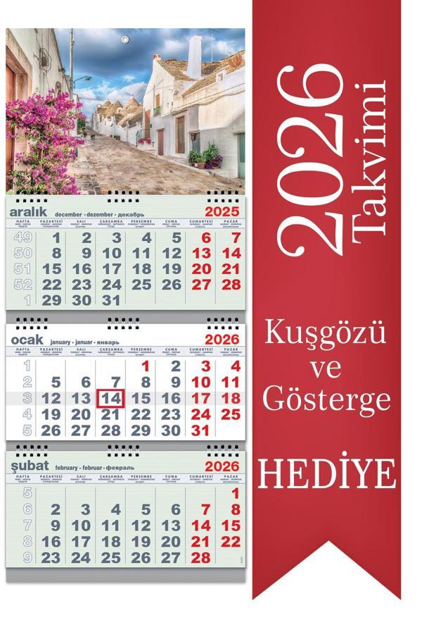 2026 Büyük Boy Gemici Takvimi Denizci Duvar Takvimi Yeşil Renk 33x77,5 cm  - Image 1